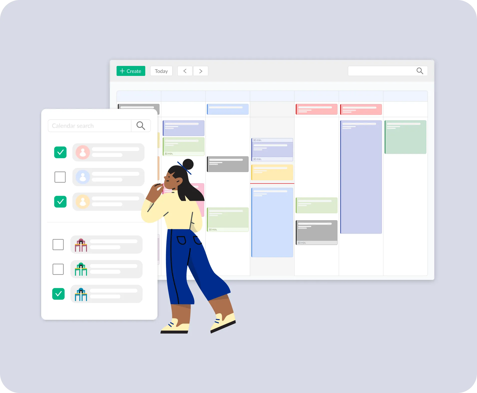 ChurchDesk Calendar on desktop and in the app