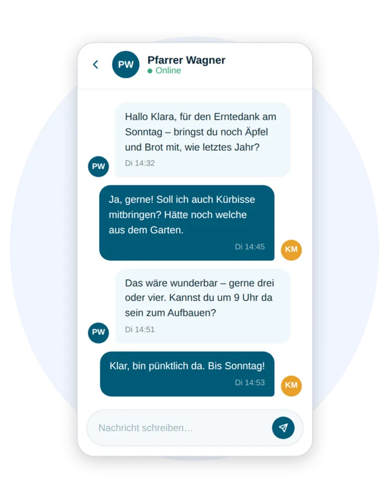 Smartphone mit Direktnachrichten in ChurchDesk Connect