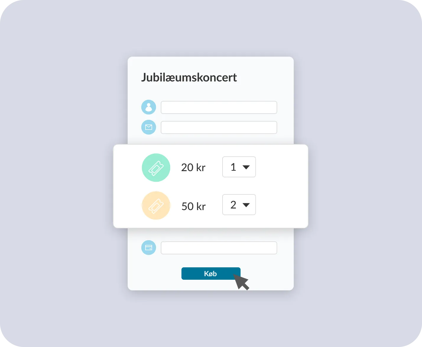 ChurchDesk formular med billet- og donationsprojekter