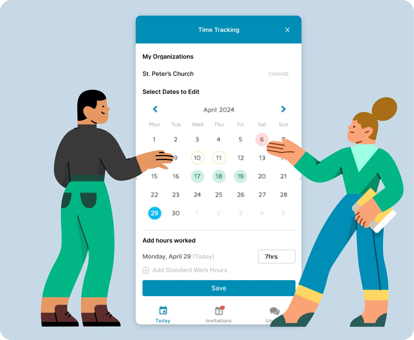 ChurchDesk Time Registration – overview of recorded working hours
