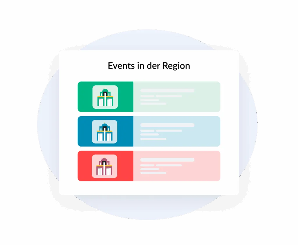 Übersicht „Events in der Region“ im ChurchDesk Portal mit Veranstaltungen mehrerer Gemeinden