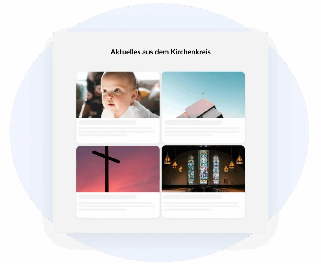 Rubrik „Aktuelles aus dem Kirchenkreis“ mit eingebundenen regionalen Beiträgen und Veranstaltungen