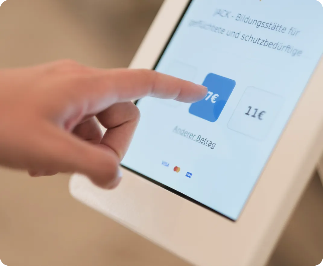 ChurchDesk Terminal mit vorgeschlagenen Spendenbeträgen