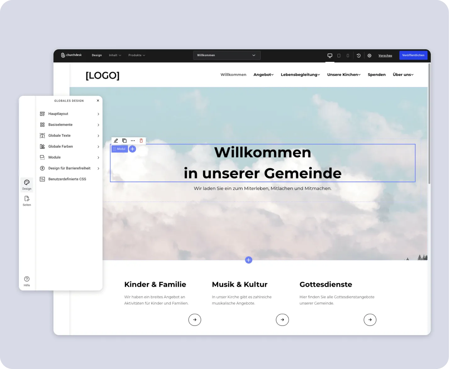 ChurchDesk Webseiten-Designer